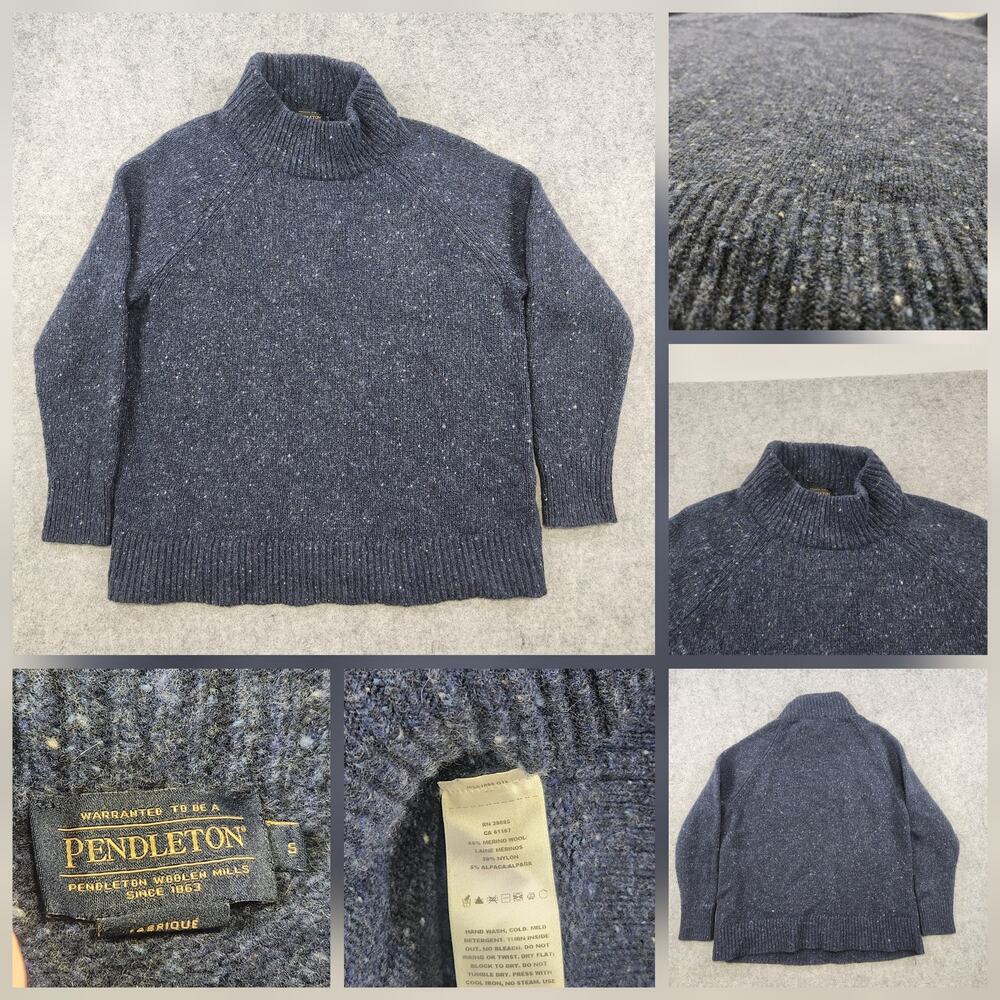 Pendleton Sweater‎ Womens Small Navy Donegal Turtleneck Merino Wool Alpaca Knit